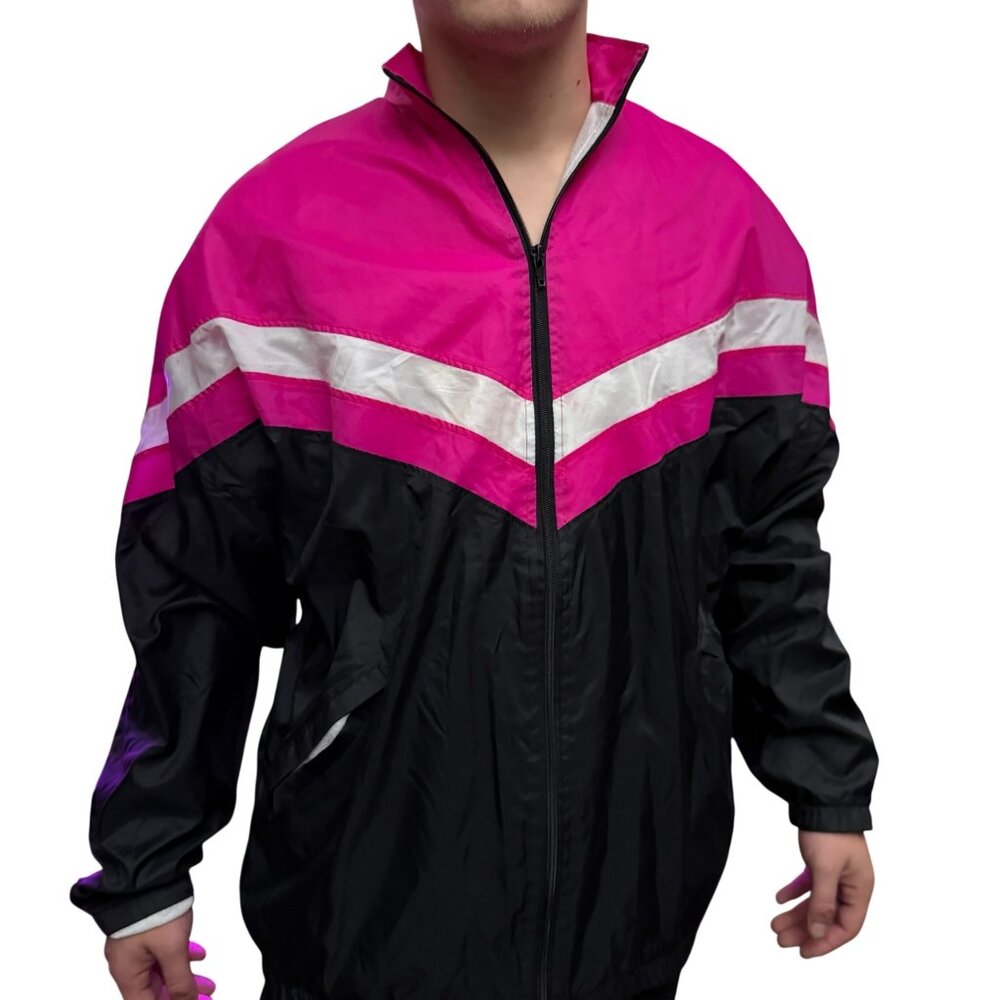 Colorblock Windbreaker Jacket‎ Pink/Black Nylon